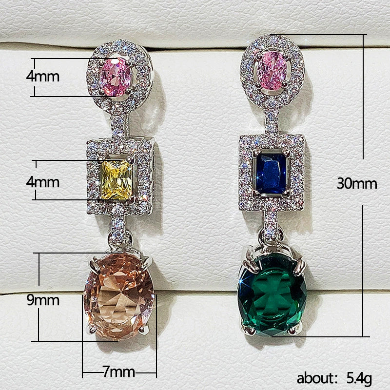 Wholesale Earrings Copper Oval Zircon Geometric Style For Women - Image 5