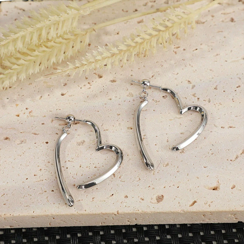 Wholesale Earrings Copper Plated 14K Gold Heart Shape Cross Style For Women - Image 4