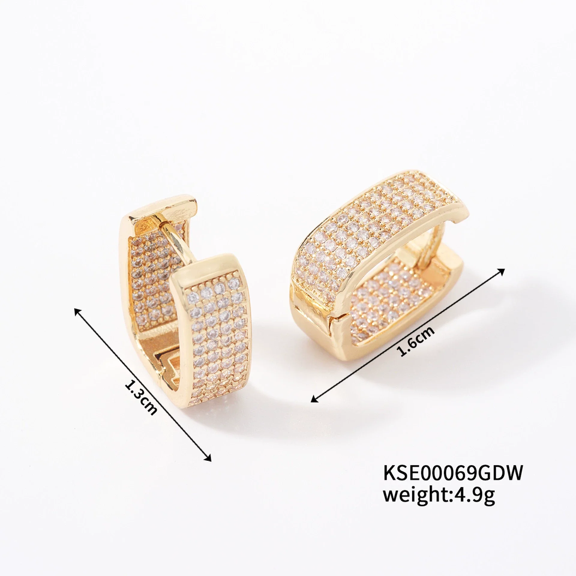 Wholesale Earrings Copper U Shape Microinlaid With Diamond Electroplating Light Luxury Style - Image 6
