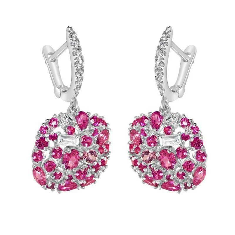 Wholesale Earrings Luxury Red Crystal Copper Geometric Women's Accessories - Image 4