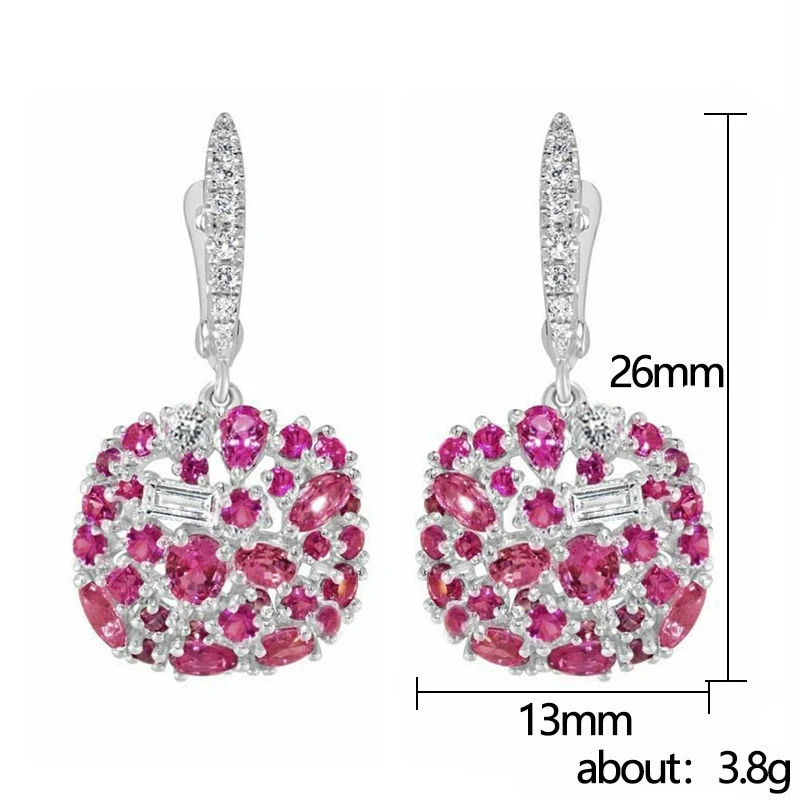 Wholesale Earrings Luxury Red Crystal Copper Geometric Women's Accessories - Image 5