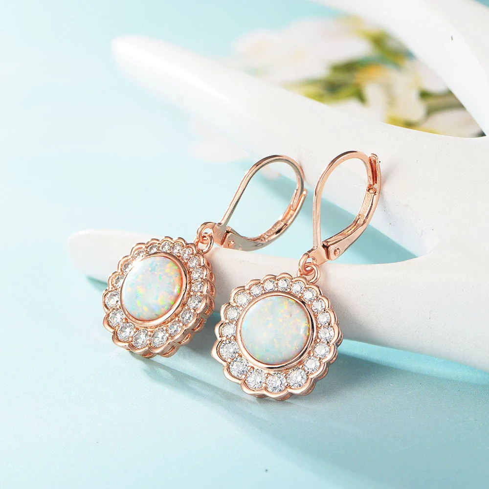 Wholesale Earrings Metal Opal Zircon Geometric Gold Plated
