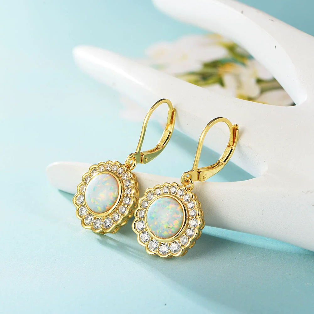 Wholesale Earrings Metal Opal Zircon Geometric Gold Plated - Image 2