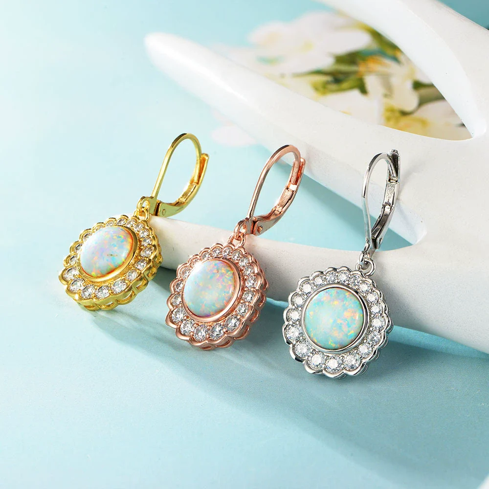 Wholesale Earrings Metal Opal Zircon Geometric Gold Plated - Image 4