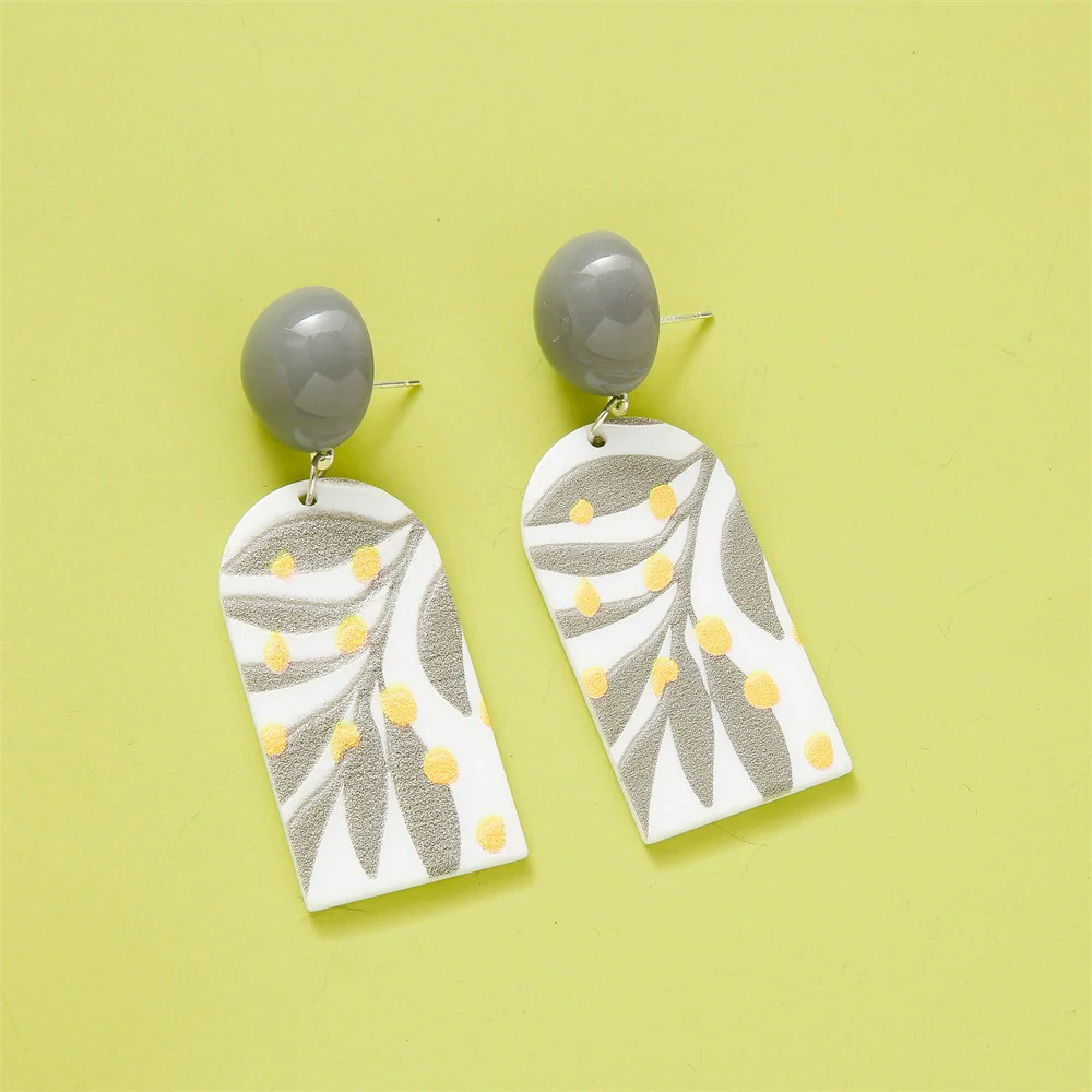Wholesale Earrings Plastic Resin Geometric 3D Printing Oil Painting Style Electroplating - Image 11