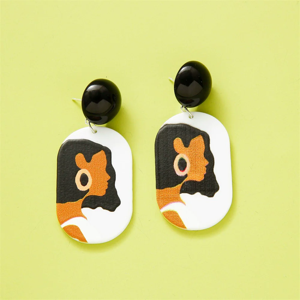 Wholesale Earrings Plastic Resin Geometric 3D Printing Oil Painting Style Electroplating - Image 12