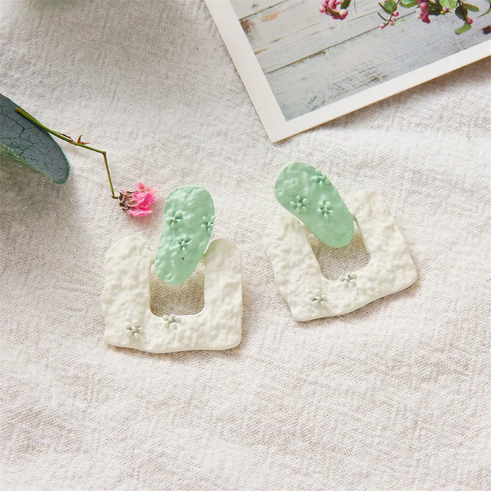 Wholesale Earrings Plastic Resin Geometric 3D Printing Oil Painting Style Electroplating - Image 6