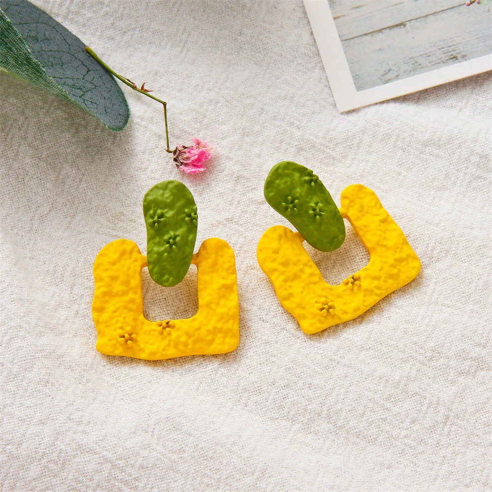 Wholesale Earrings Plastic Resin Geometric 3D Printing Oil Painting Style Electroplating - Image 8
