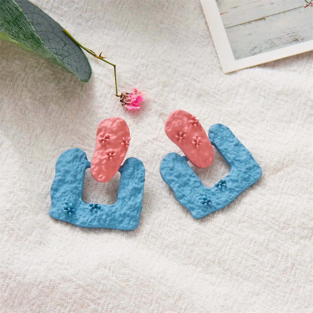 Wholesale Earrings Plastic Resin Geometric 3D Printing Oil Painting Style Electroplating - Image 9