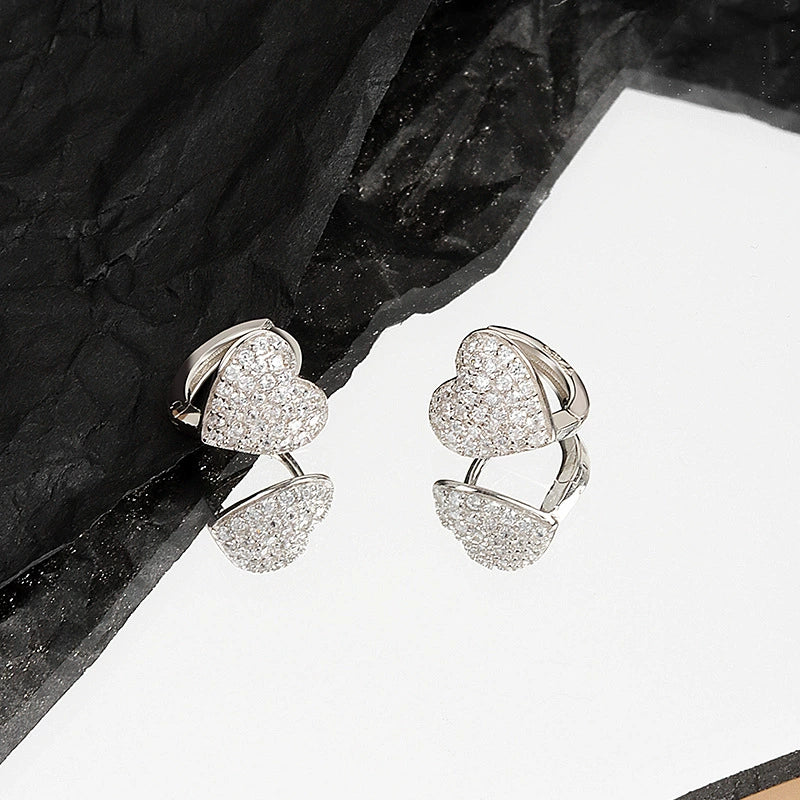 Wholesale Earrings S925 Sterling Silver Heartshaped Diamondencrusted Zircon Geometric Electroplated For Women - Image 6