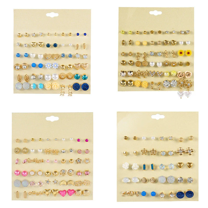 Wholesale Earrings Set Geometric Crystal Stainless Steel Microinlay