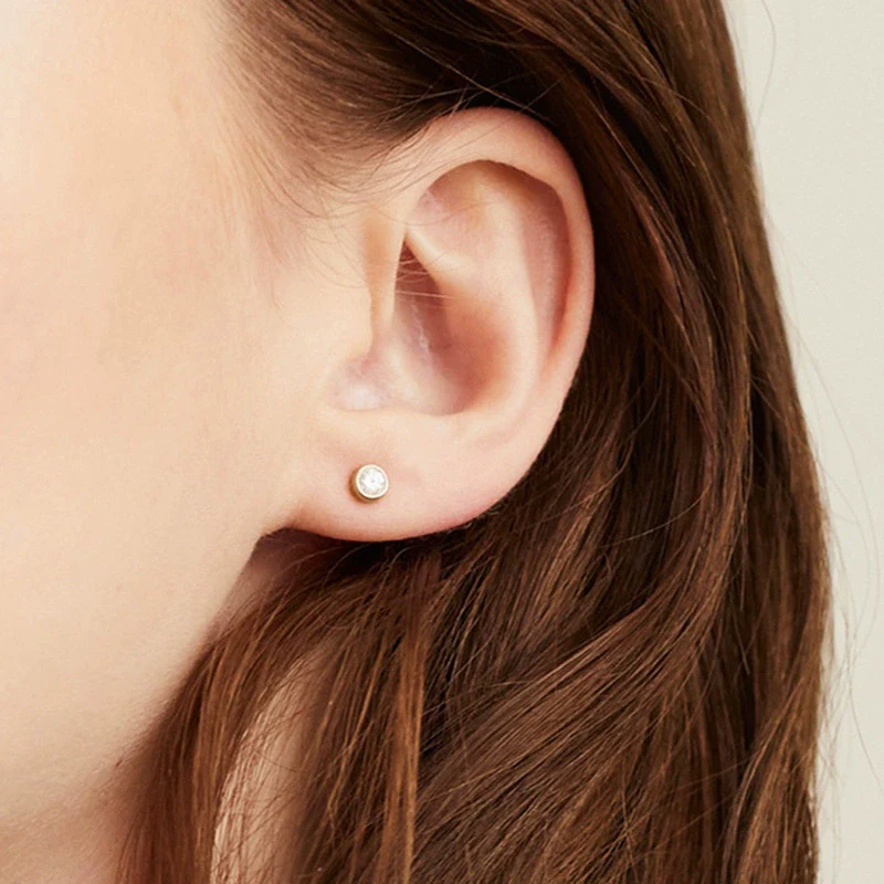 Wholesale Earrings Silver Needle Copper Gold Plated Geometric Inlaid Zircon Circle Shape - Image 3