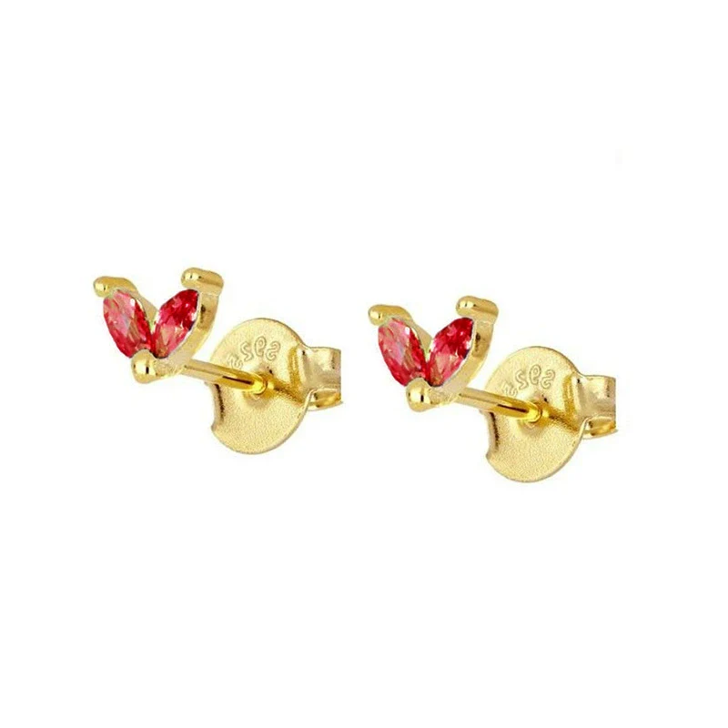 Wholesale Earrings Silver Needle Copper Leaf Geometric Flowershaped Electroplating Minimalist Light Luxury For Couple - Image 19