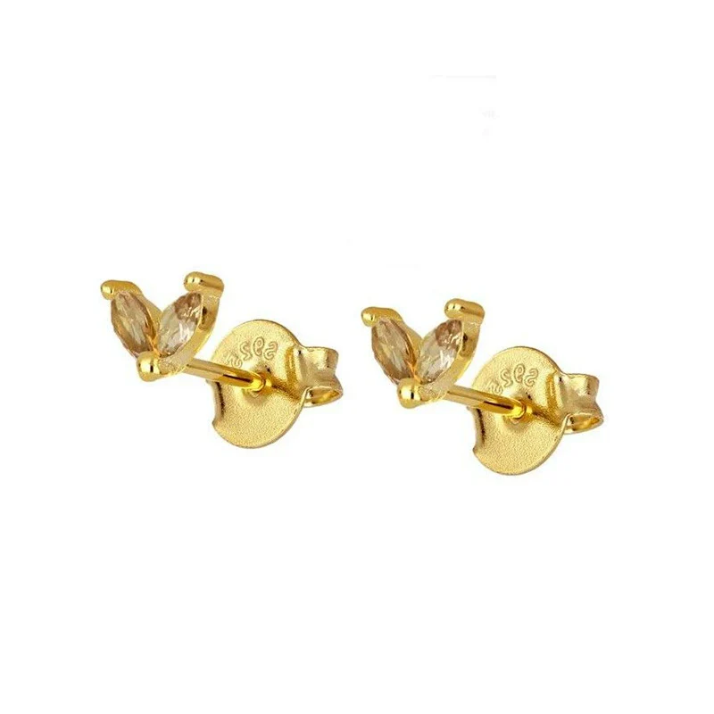 Wholesale Earrings Silver Needle Copper Leaf Geometric Flowershaped Electroplating Minimalist Light Luxury For Couple - Image 8