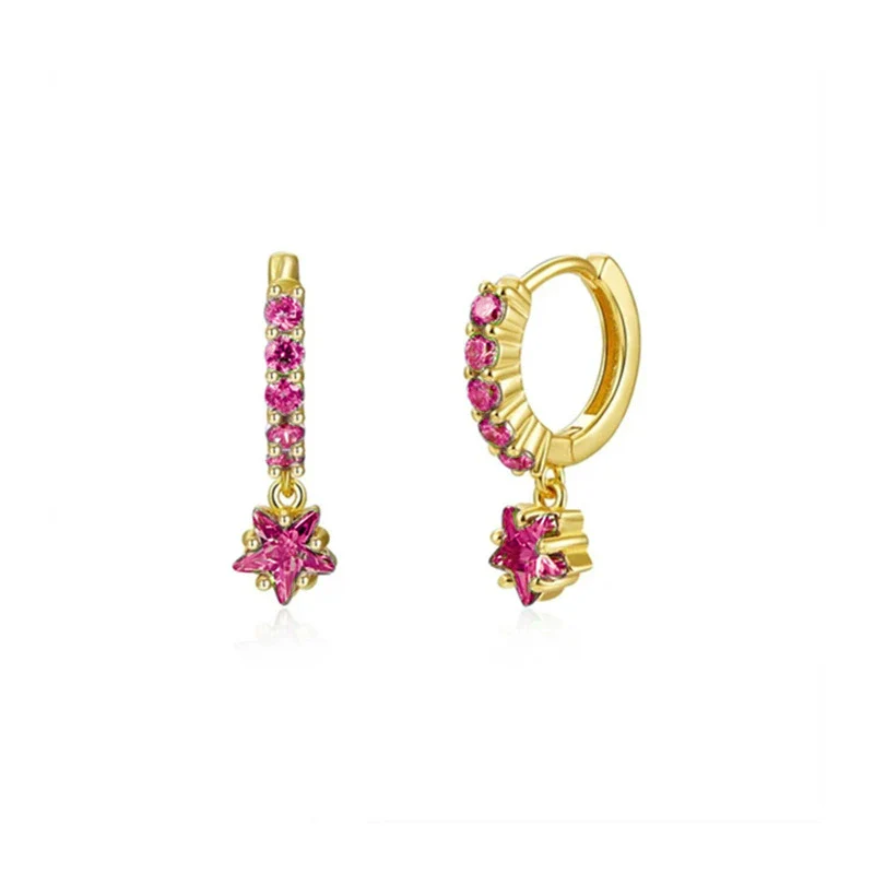 Wholesale Earrings Silver Needle Copper Star Zircon Retro Geometric Style - Image 10