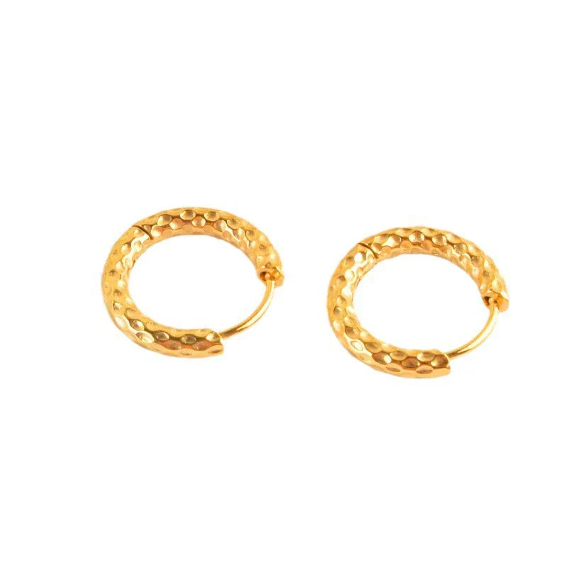 Wholesale Earrings Titanium Steel Geometric Open Edge Hammered For Women - Image 5