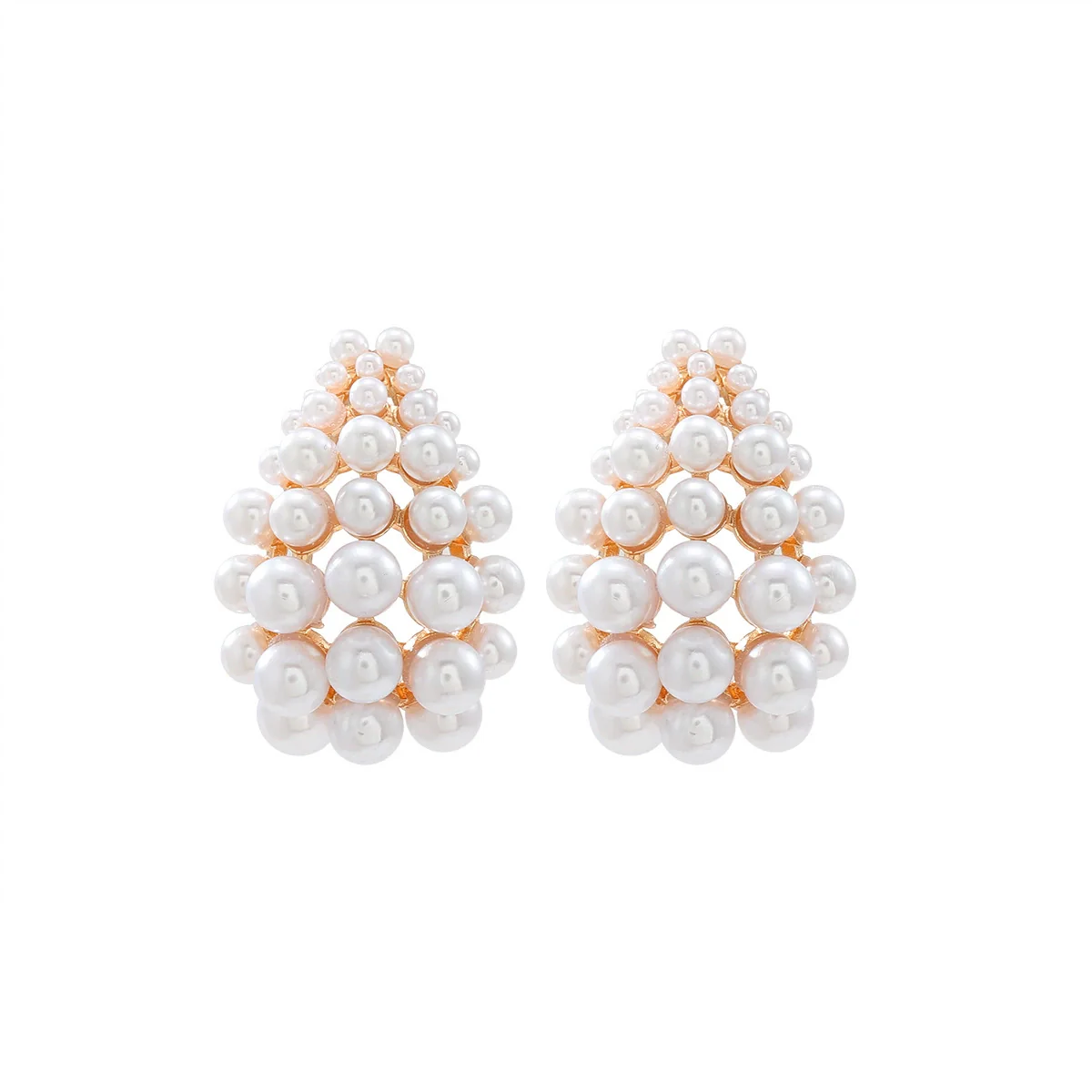 Wholesale Earrings Zinc Alloy Geometric Style Set With Diamonds Retro Light Luxury Imitation Pearl Hollow Design Women's - Image 4