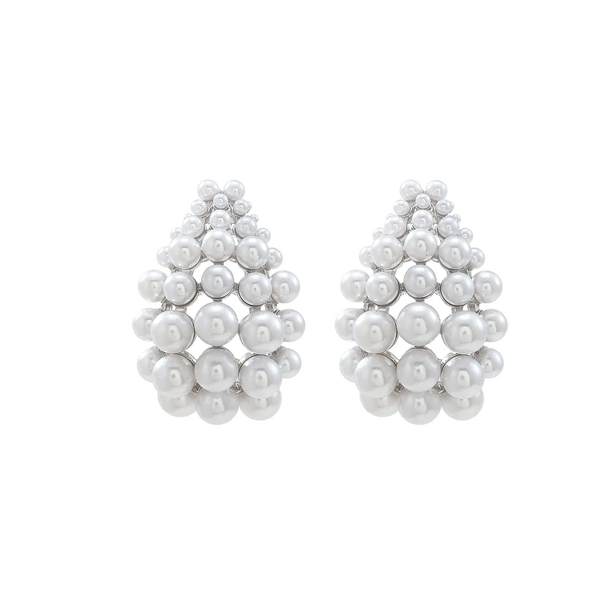 Wholesale Earrings Zinc Alloy Geometric Style Set With Diamonds Retro Light Luxury Imitation Pearl Hollow Design Women's - Image 5