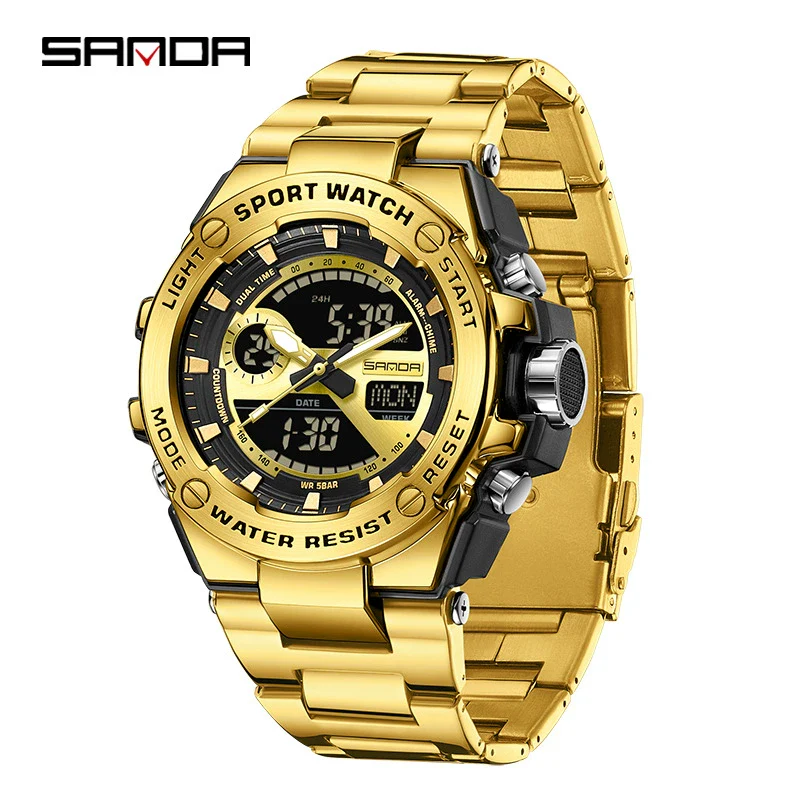 Wholesale Electronic Watch Zinc Alloyabs Case Tpu And Steel Strip Strap Acrylic Mirror Round Dial Minimalist Business Versatile Casual Sporty Fashion Student Watch - Image 4