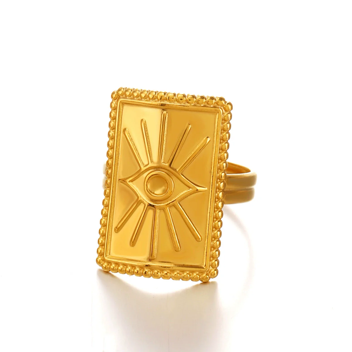 Wholesale Electroplated Geometric Devil's Eye Open Ring For Women Stainless Steel - Image 5