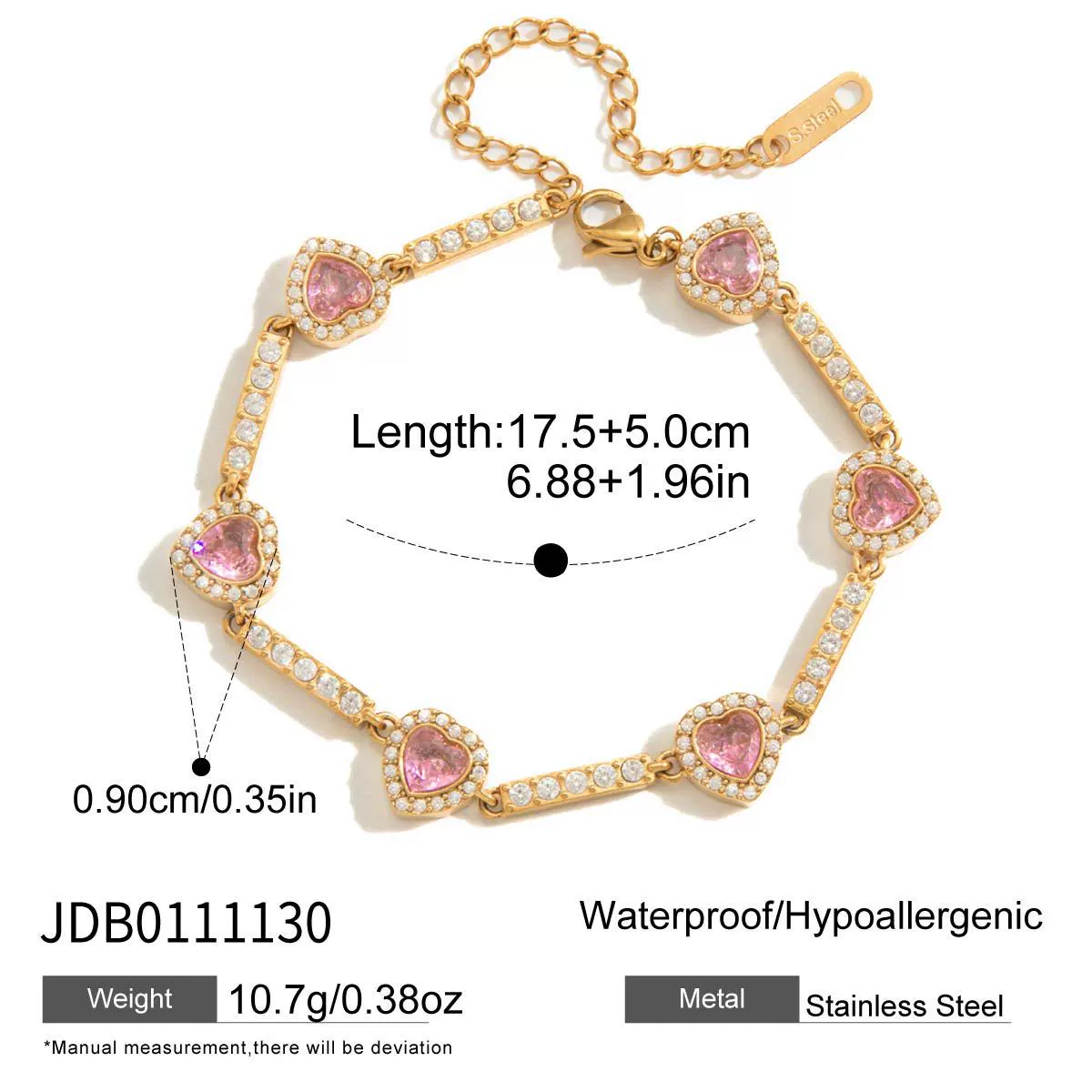 Wholesale Electroplated Geometric Heartshaped Stainless Steel Bracelet For Women - Image 6