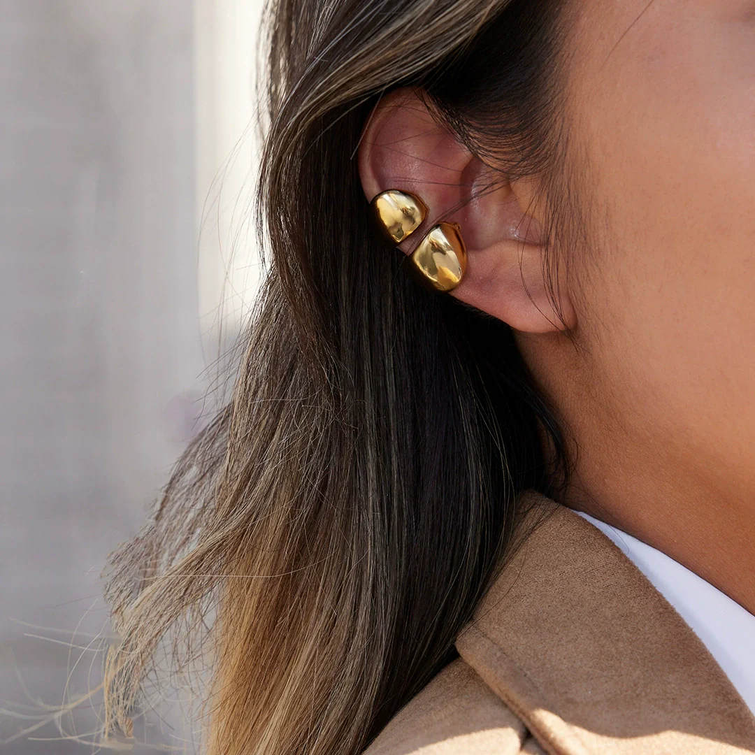 Wholesale Electroplated Geometric Stainless Steel Ear Clips For Women - Image 3