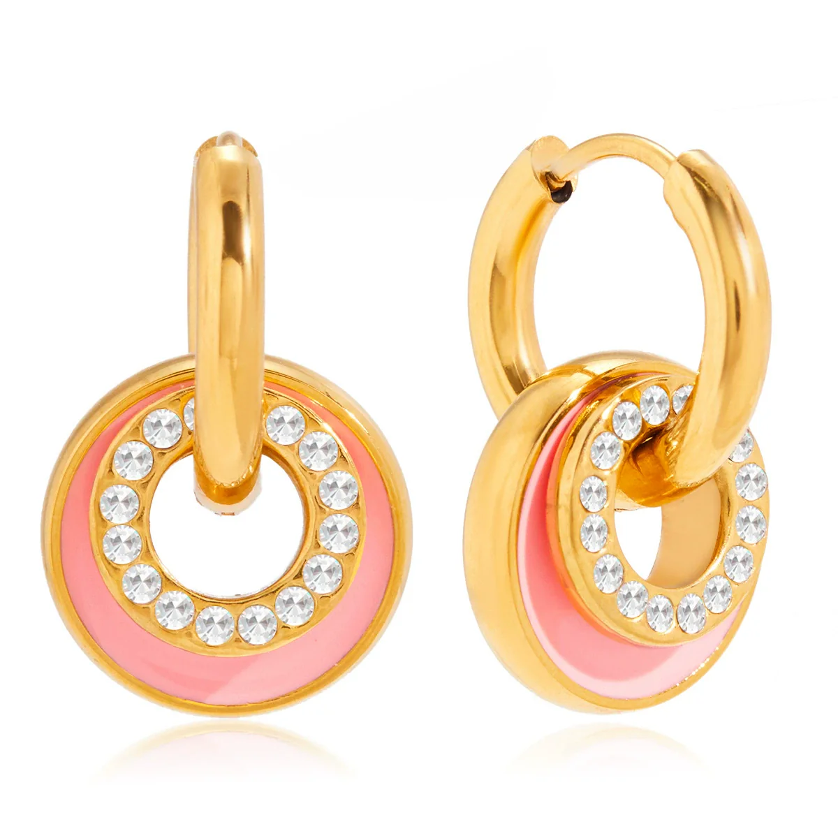 Wholesale Electroplated Geometric Stainless Steel Hoop Earrings For Women With Small Fresh And Sweet Design - Image 5