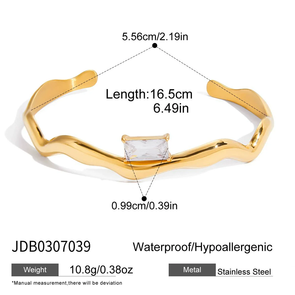 Wholesale Electroplated Geometric Stainless Steel Open Zircon Bracelet Jewelry For Women - Image 7