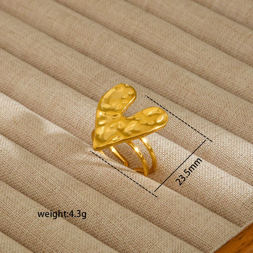 Wholesale Electroplated Heart Shape Geometric Titanium Steel Open Ring For Women And Unisex Ins Style Jewelry - Image 20