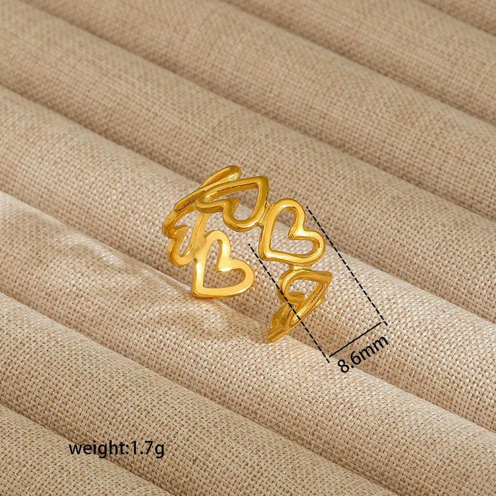 Wholesale Electroplated Heart Shape Geometric Titanium Steel Open Ring For Women And Unisex Ins Style Jewelry - Image 42
