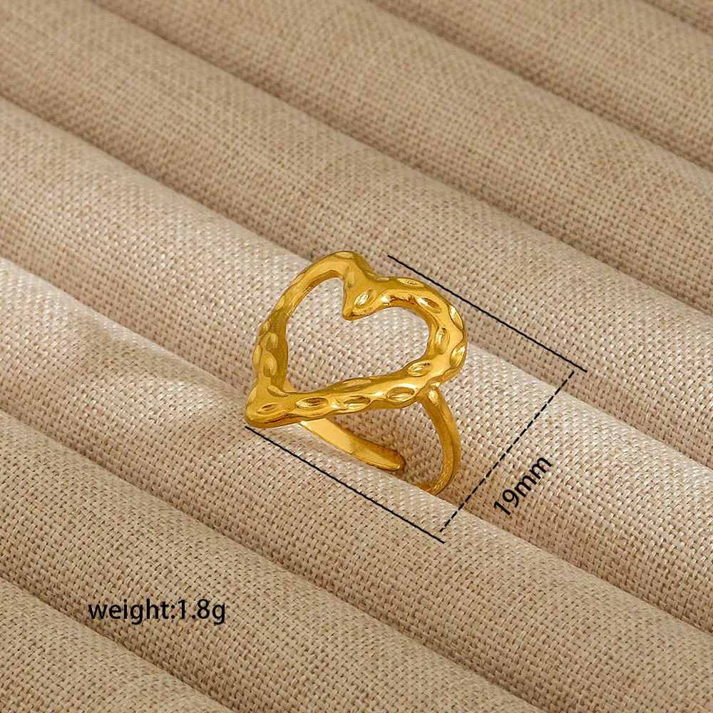 Wholesale Electroplated Heart Shape Geometric Titanium Steel Open Ring For Women And Unisex Ins Style Jewelry - Image 74
