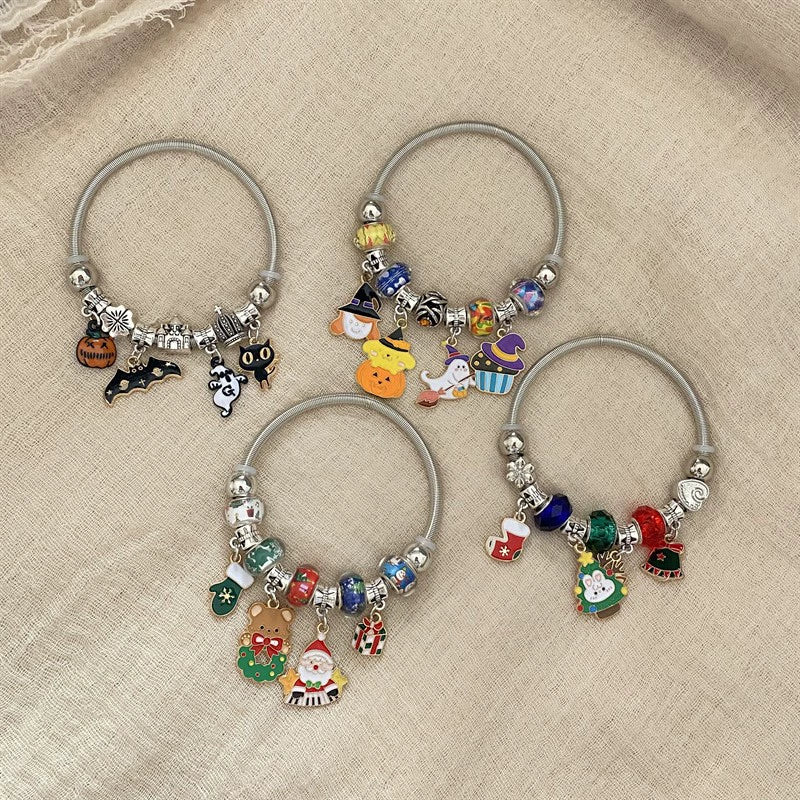 Wholesale Electroplated Metal Cartoon Characters Beaded Bracelet For Women - Image 2