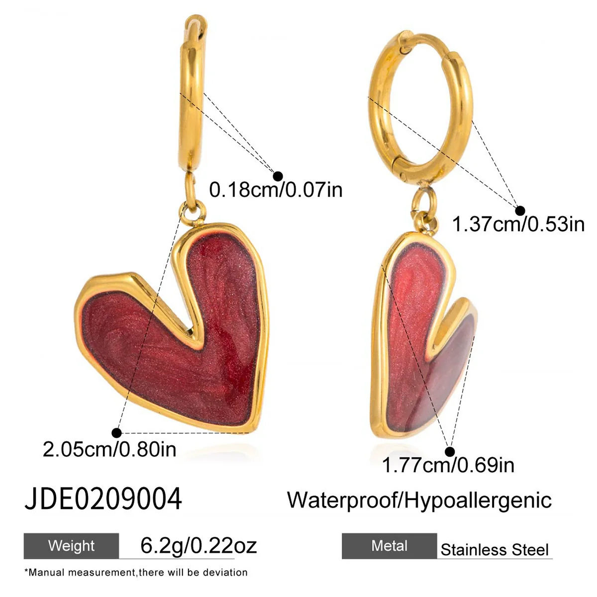 Wholesale Electroplated Stainless Steel And Titanium Steel Heartshaped Earrings And Necklace Jewelry Set For Women - Image 6