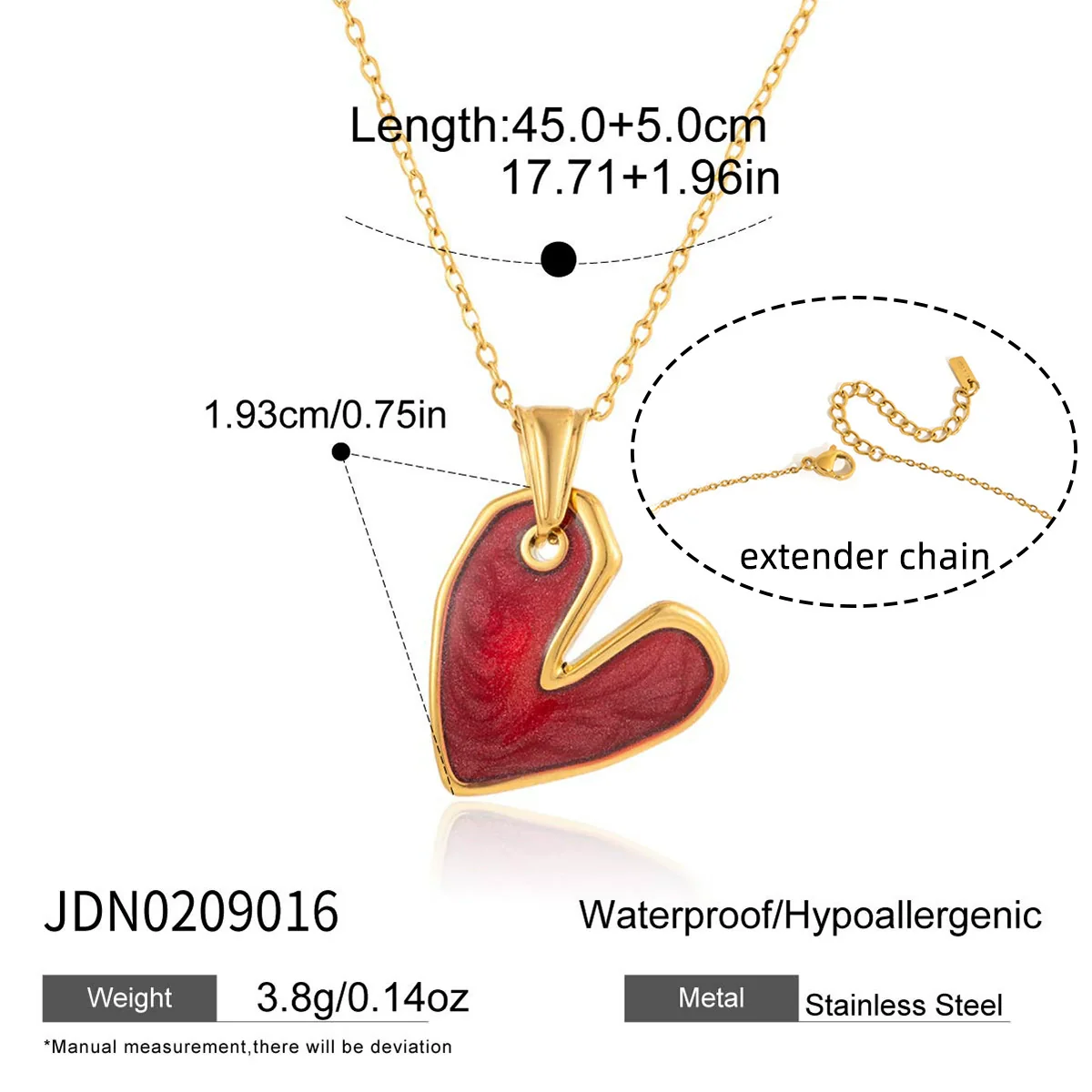 Wholesale Electroplated Stainless Steel And Titanium Steel Heartshaped Earrings And Necklace Jewelry Set For Women - Image 7