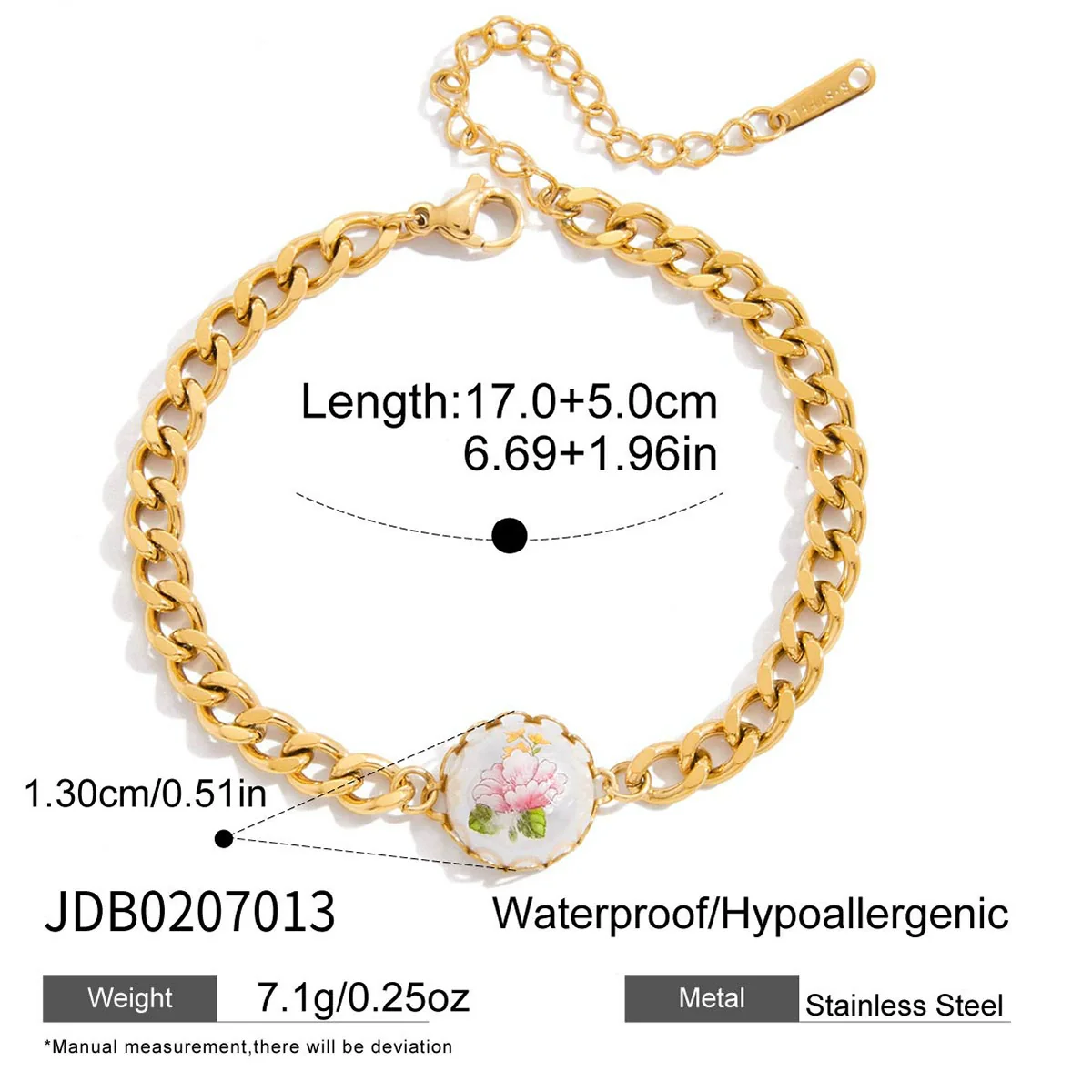 Wholesale Electroplated Stainless Steel Geometric And Floral Pattern Bracelet For Women - Image 6