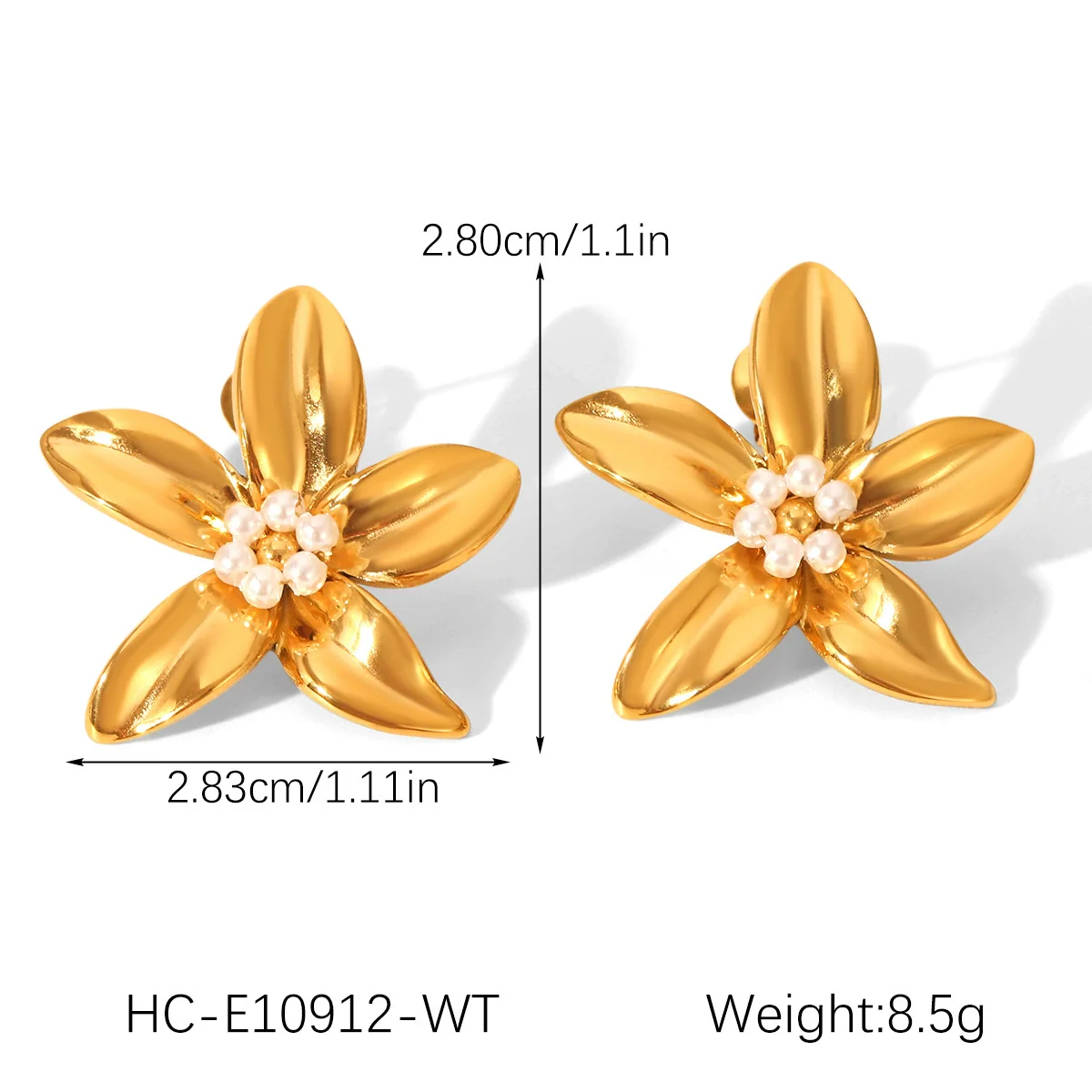 Wholesale Electroplated Stainless Steel Geometric Flower Stud Earrings For Women - Image 6
