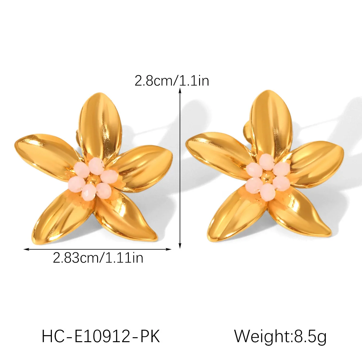 Wholesale Electroplated Stainless Steel Geometric Flower Stud Earrings For Women - Image 7