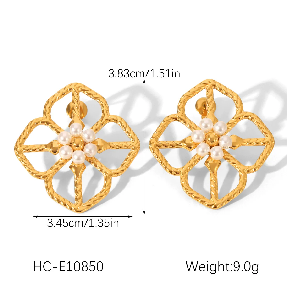 Wholesale Electroplated Stainless Steel Geometric Flower Stud Earrings For Women - Image 8
