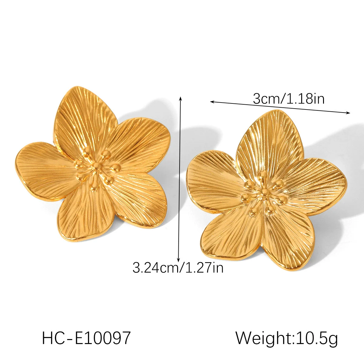 Wholesale Electroplated Stainless Steel Geometric Flower Stud Earrings For Women - Image 9