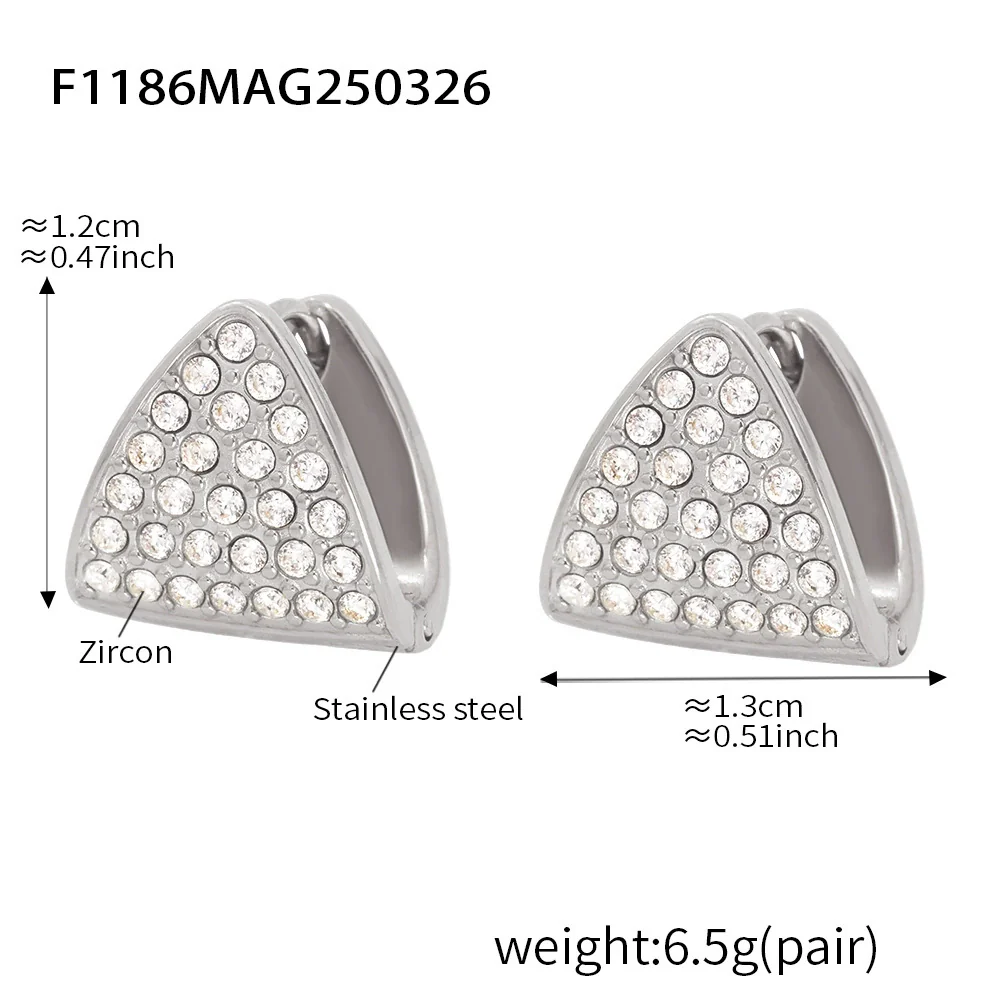 Wholesale Electroplated Stainless Steel Geometric Zircon Inlaid Earrings Unisex - Image 6