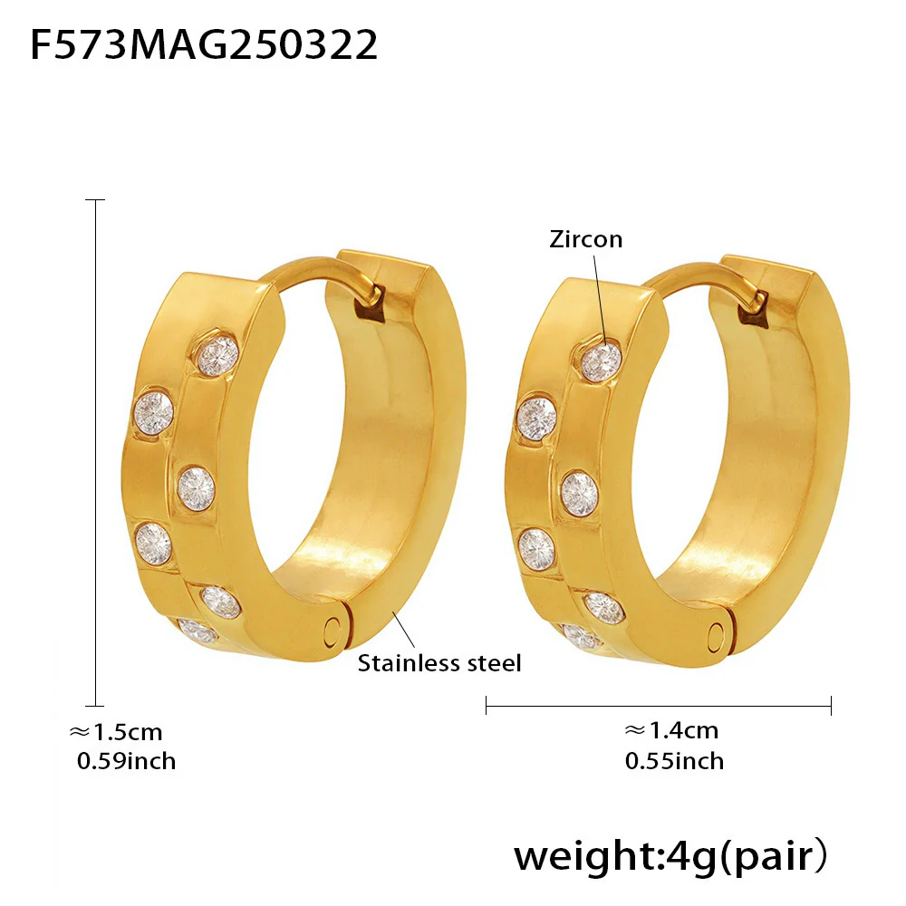 Wholesale Electroplated Titanium Steel And Zircon Geometric Ferris Wheel Inlaid Earrings For Unisex With Ins Style - Image 6