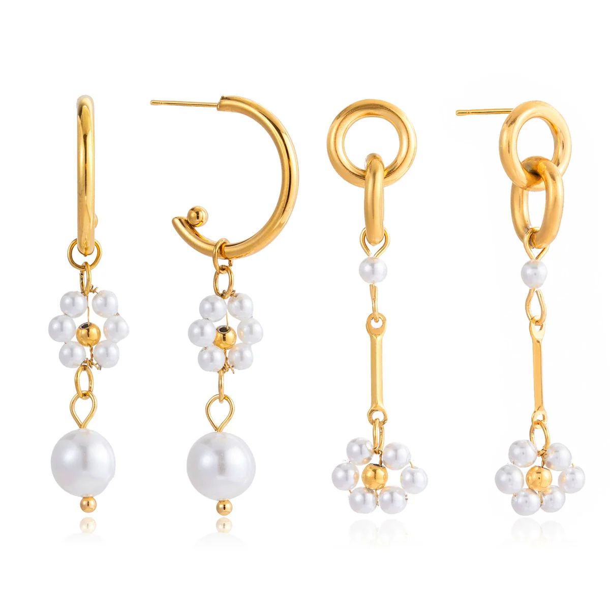 Wholesale Elegant Casual Minimalist Geometric Flower Stainless Steel Electroplated Earrings For Women - Image 5