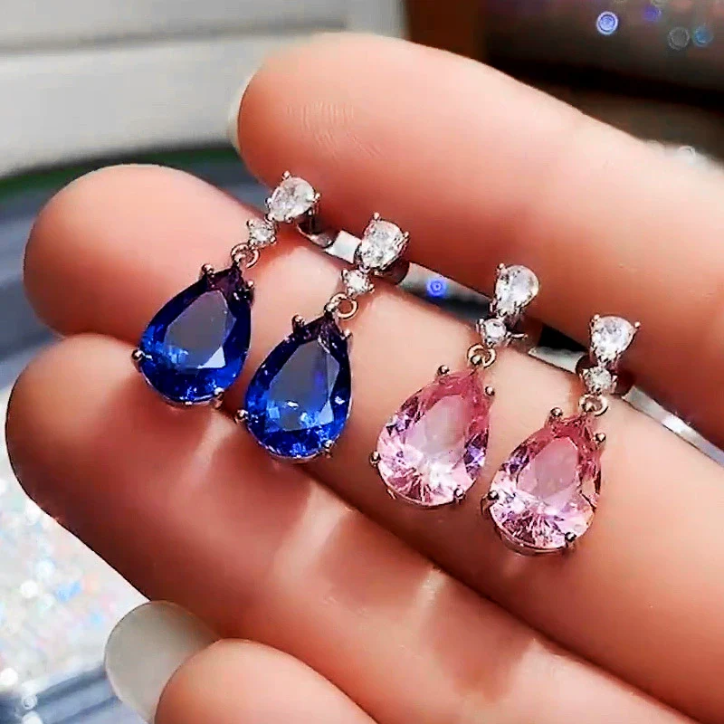 Wholesale Elegant Copper Drop Shape Zircon Earrings For Women - Image 3