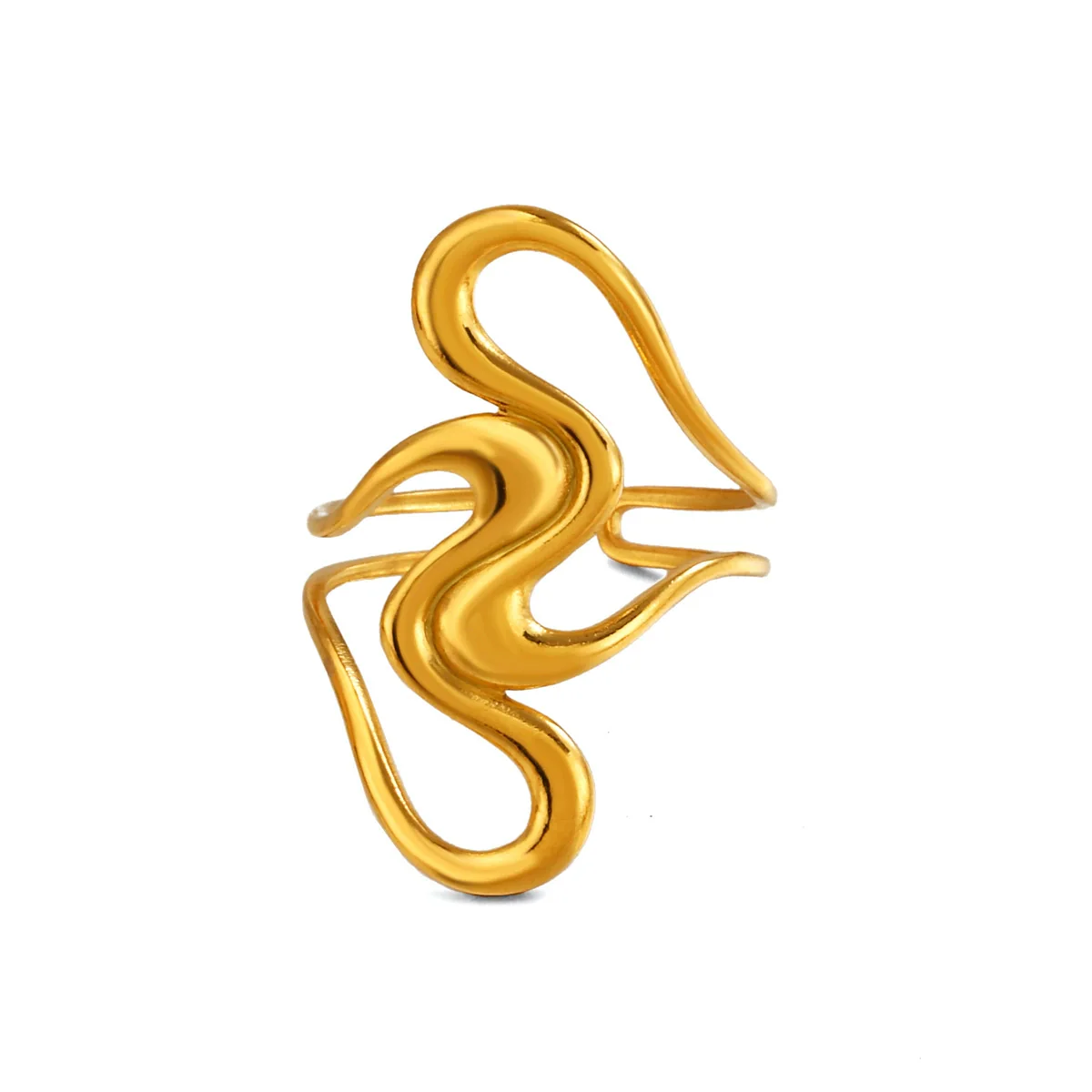 Wholesale Elegant Geometric Adjustable Electroplated Stainless Steel Ring For Women - Image 5