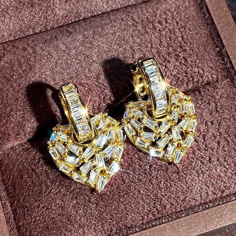 Wholesale Elegant Geometric Heart Shape Copper Earrings With Zirconia For Women