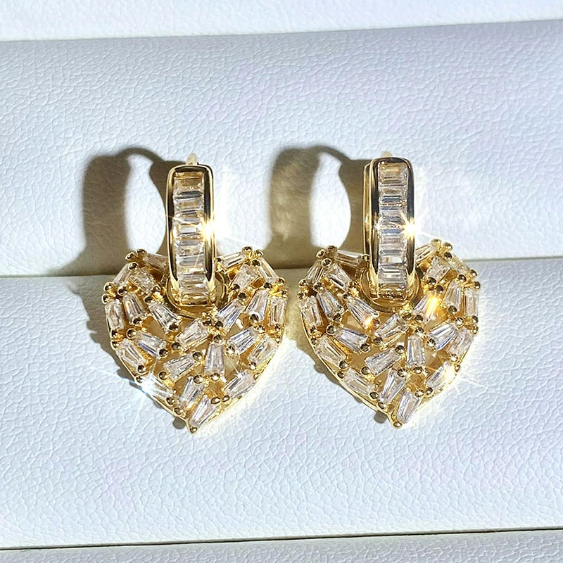 Wholesale Elegant Geometric Heart Shape Copper Earrings With Zirconia For Women - Image 2
