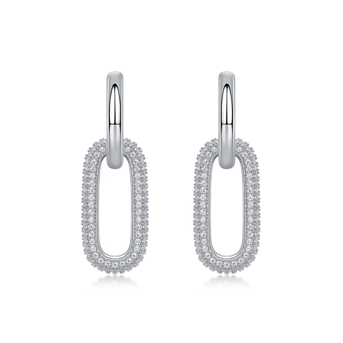 Wholesale Elegant Geometric Oshaped Women's Earrings 925 Sterling Silver Moissanite Inlay - Image 3