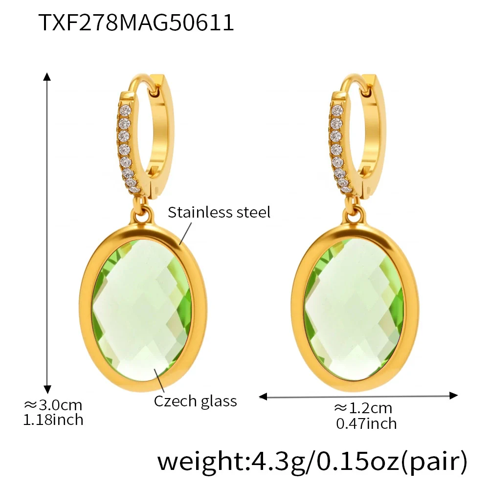 Wholesale Elegant Geometric Vacuum Goldplated Stainless Steel And Czech Glass Earrings For Women - Image 10