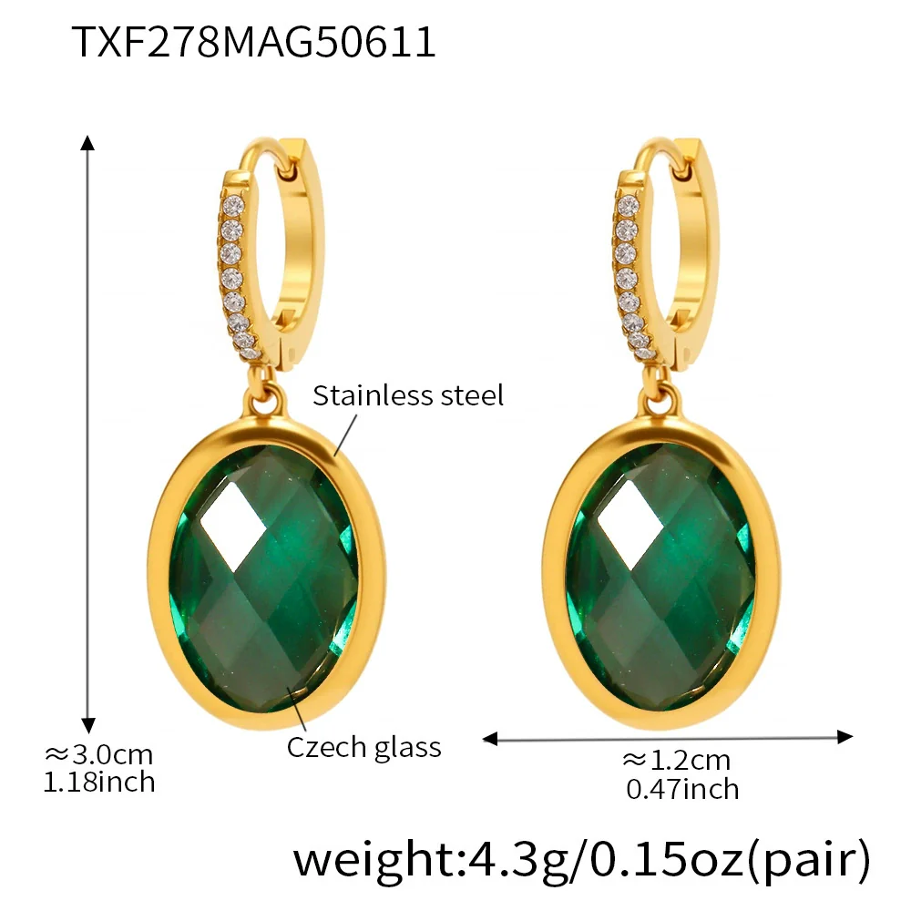 Wholesale Elegant Geometric Vacuum Goldplated Stainless Steel And Czech Glass Earrings For Women - Image 5