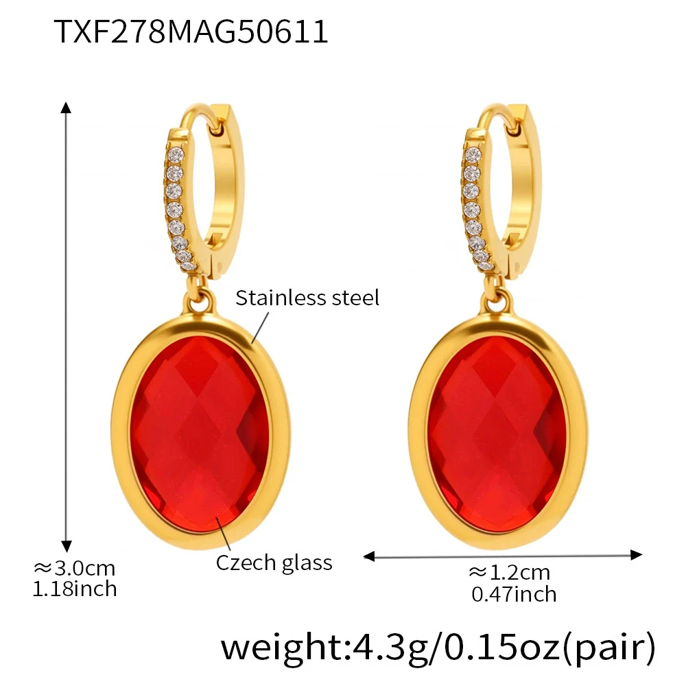 Wholesale Elegant Geometric Vacuum Goldplated Stainless Steel And Czech Glass Earrings For Women - Image 6